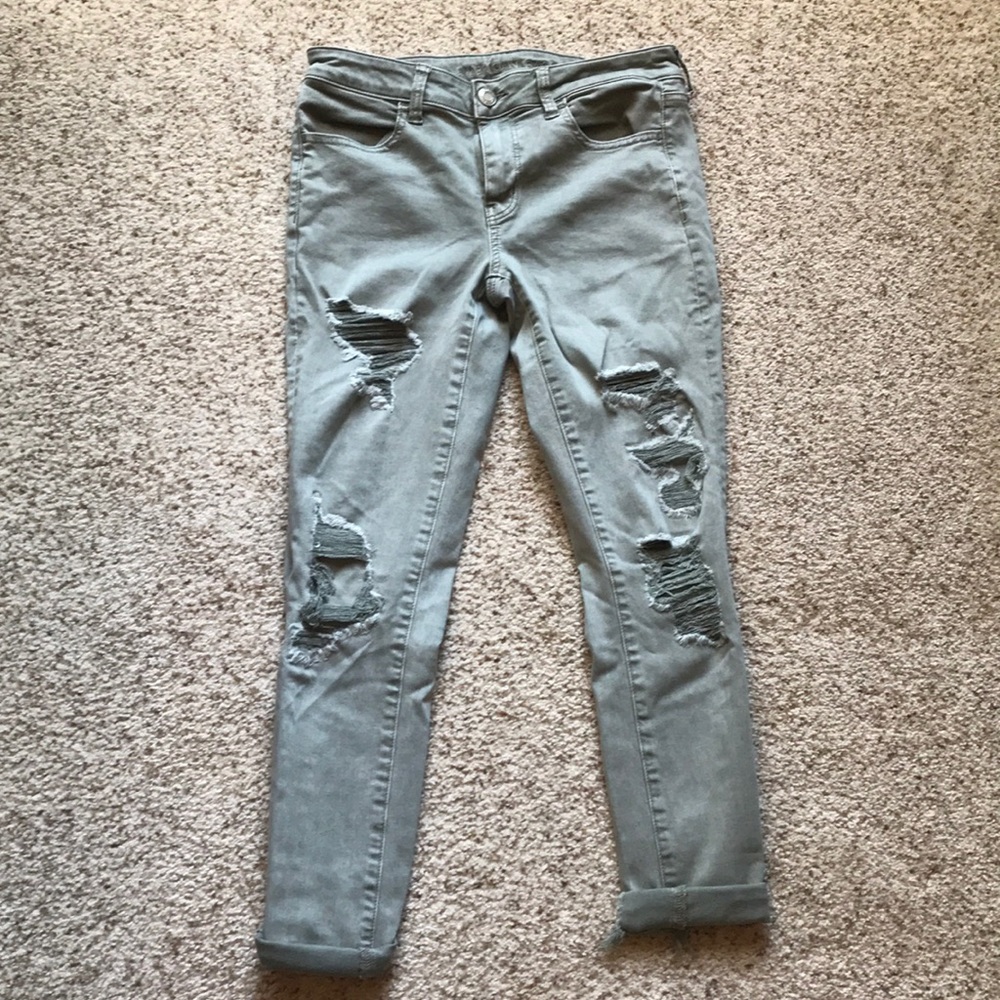 AE Faded Green Crop Jeggings